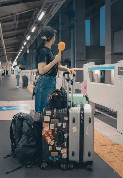 Luggage suitcase on train Japan