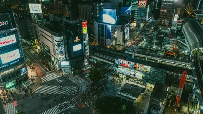 Shibuya crossing night Tokyo